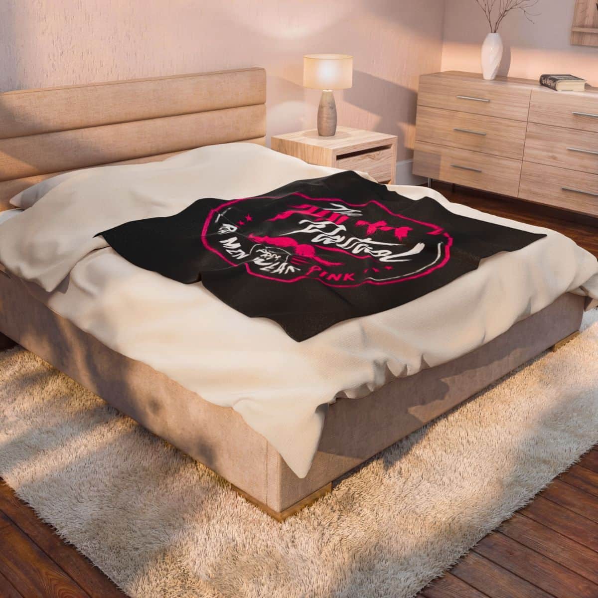 The Pink Patrol Real Men Wear Pink Velveteen Plush Blanket | Limited Edition PINK Patrol MERCH Collection