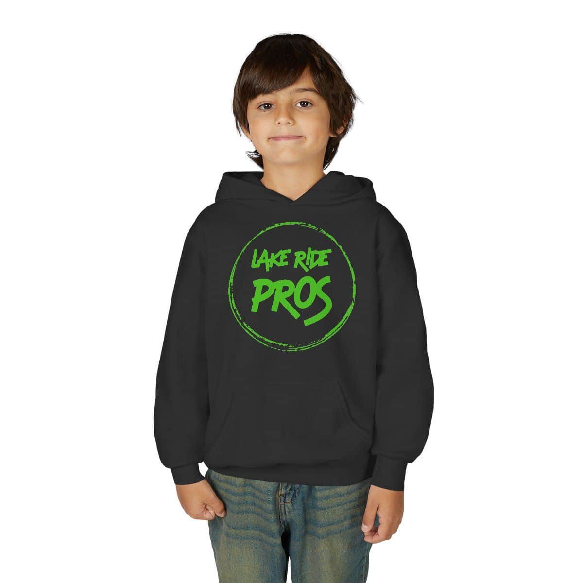 Lake Ride Pros Youth Hoodie – Green Logo Pullover for Kids