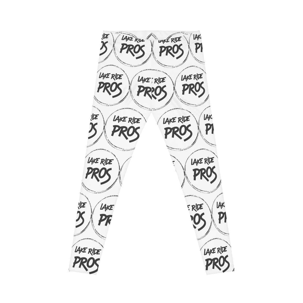 White Lake Ride Pros Women’s All-Over-Print Leggings - Monochrome Logo Pattern