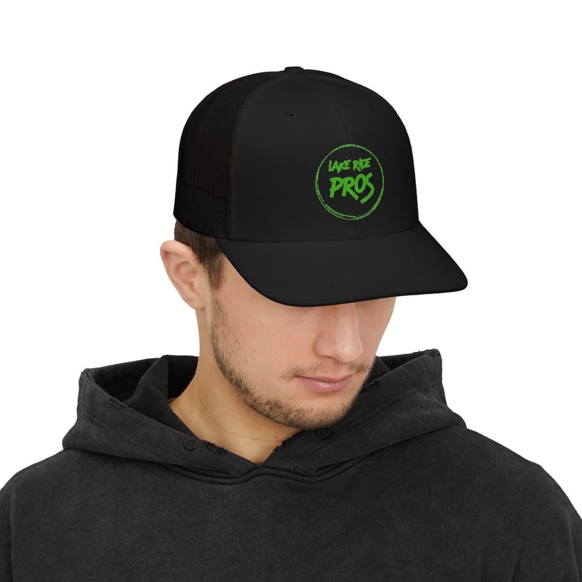 Lake Rice Pros Trucker Cap — Vintage Green Logo Snapback Hat