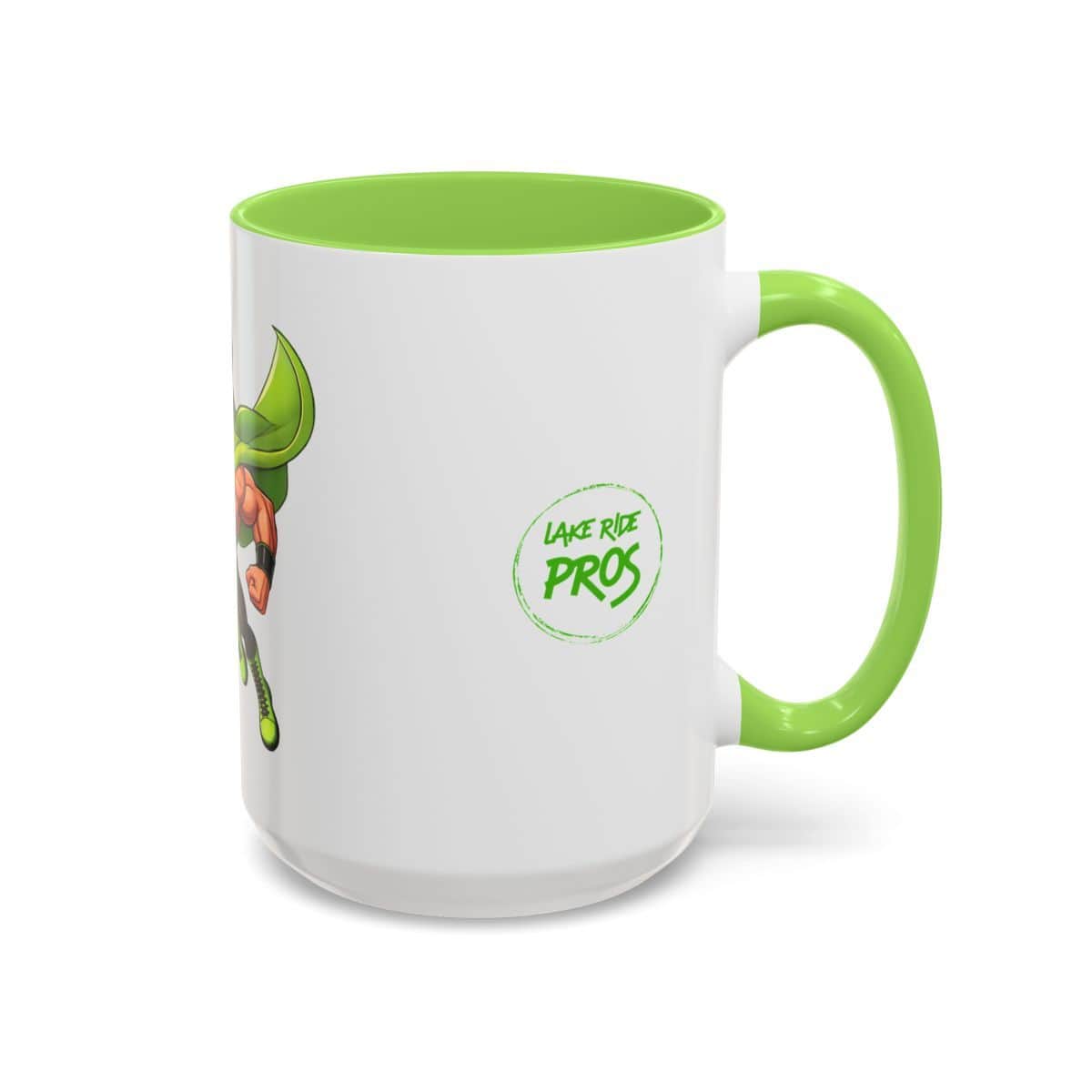 Lake Ride Pros Superhero Mug (11oz/15oz) — Colorful Coffee Cup with 'LRP' Mascot