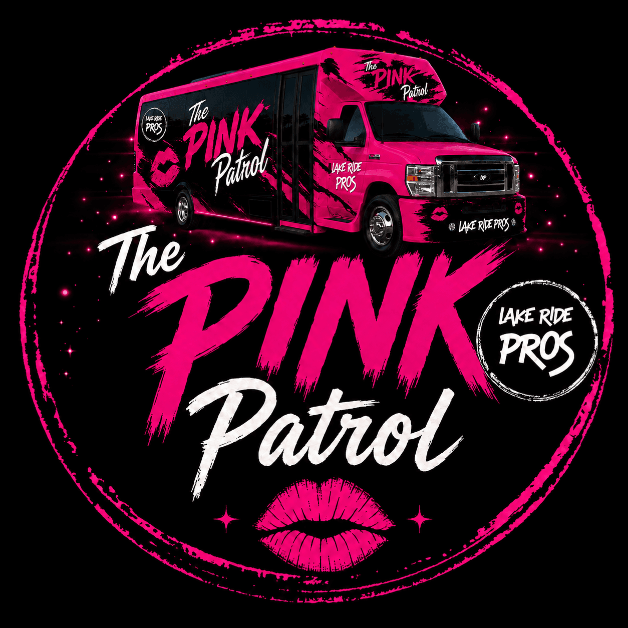 The Pink Patrol 23-passenger party bus by Lake Ride Pros