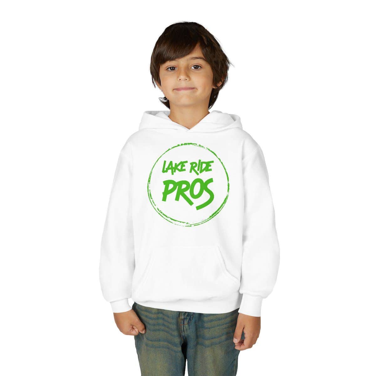 Lake Ride Pros Youth Hoodie – Green Logo Pullover for Kids
