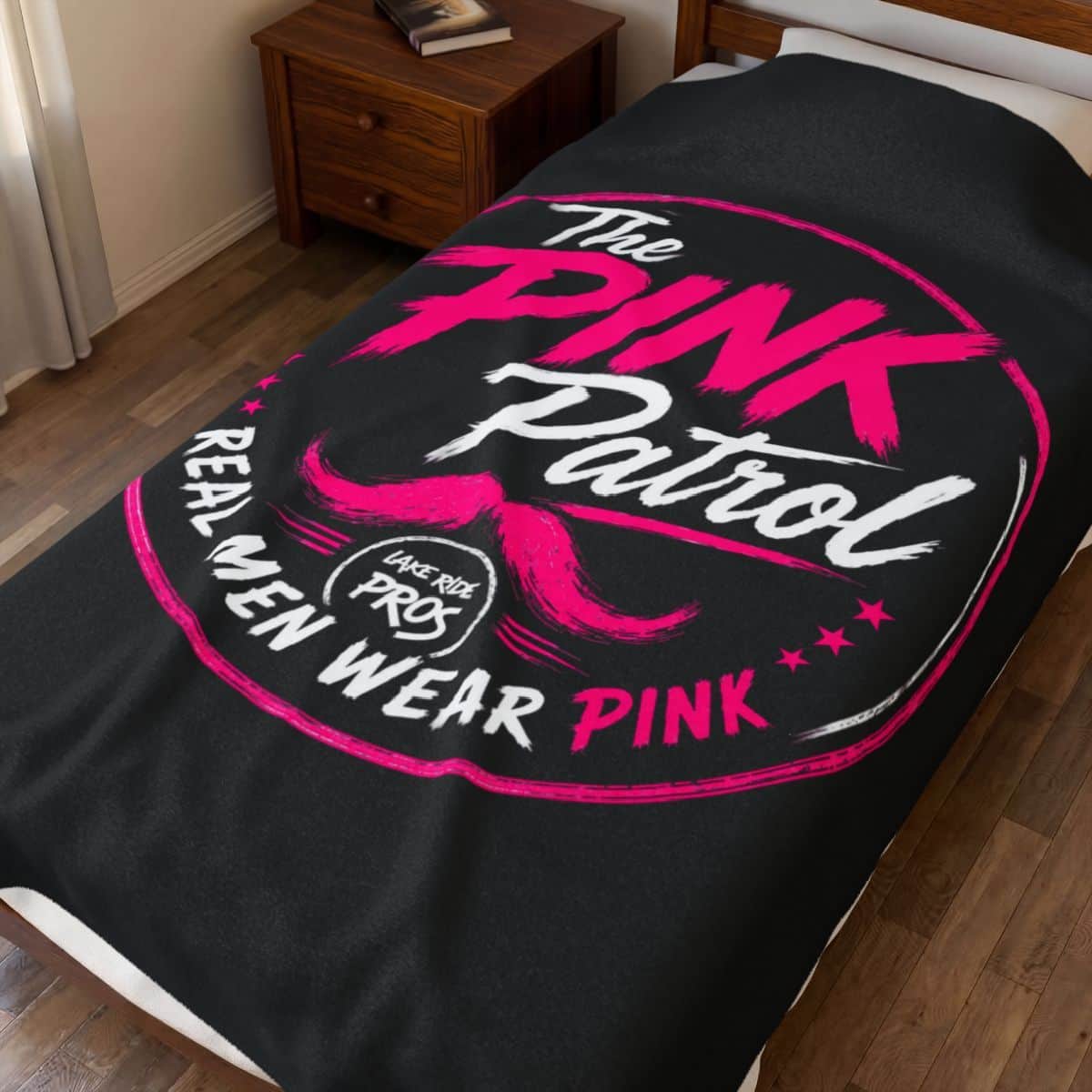 The Pink Patrol Real Men Wear Pink Velveteen Plush Blanket | Limited Edition PINK Patrol MERCH Collection