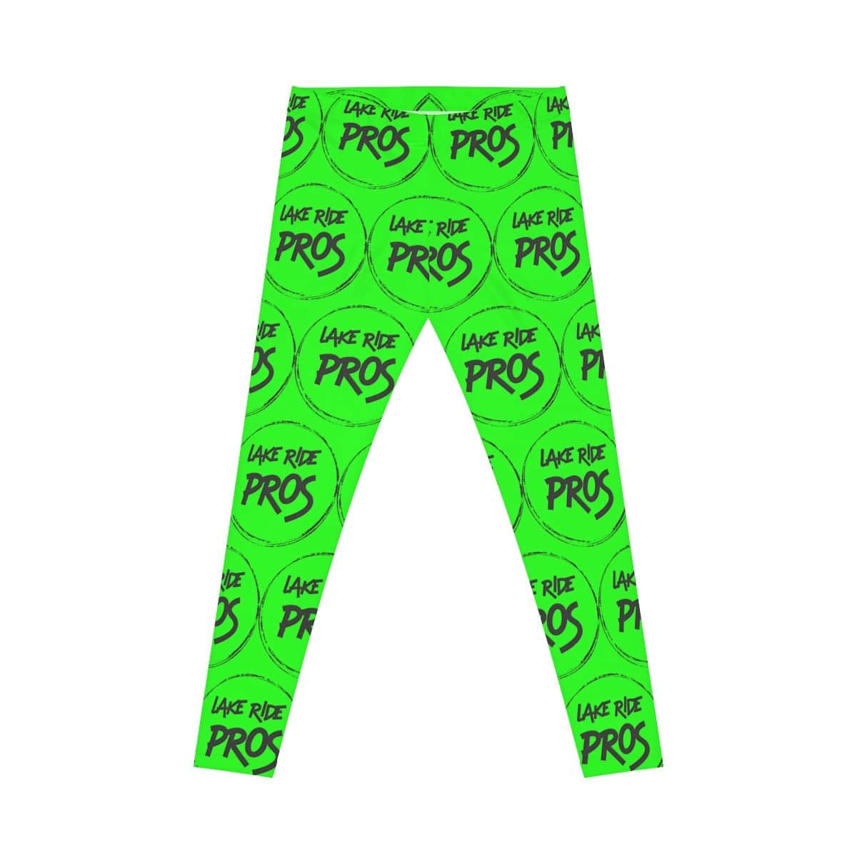 Lime Green Lake Ride Pros Women’s All-Over-Print Leggings - Monochrome Logo Pattern