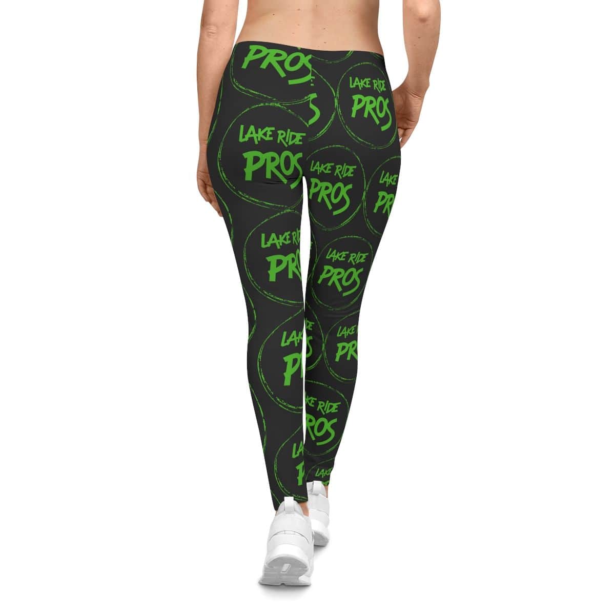 Black Lake Ride Pros Women’s All-Over-Print Leggings - Monochrome Logo Pattern