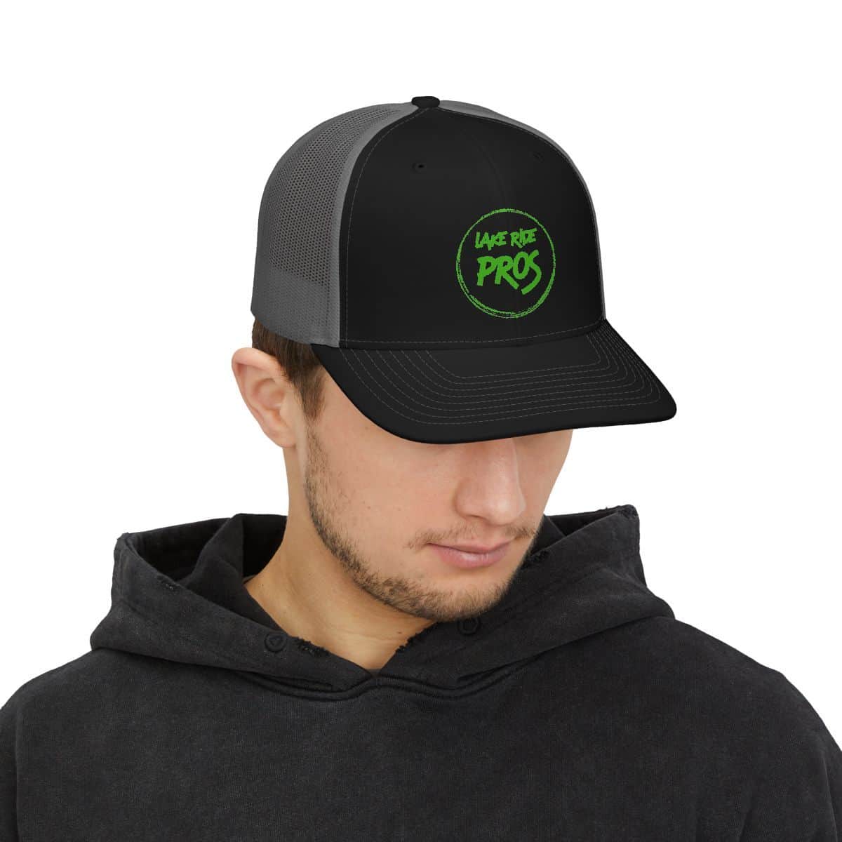 Lake Rice Pros Trucker Cap — Vintage Green Logo Snapback Hat