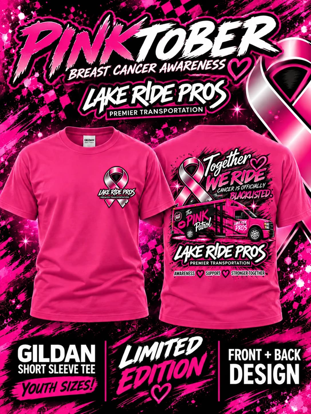 Lake Ride Pros Pinktober Youth T Shirt
