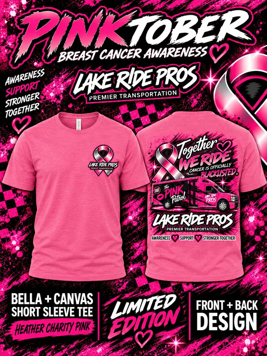 Bella & Canvas - Lake Ride Pros Pinktober T Shirt